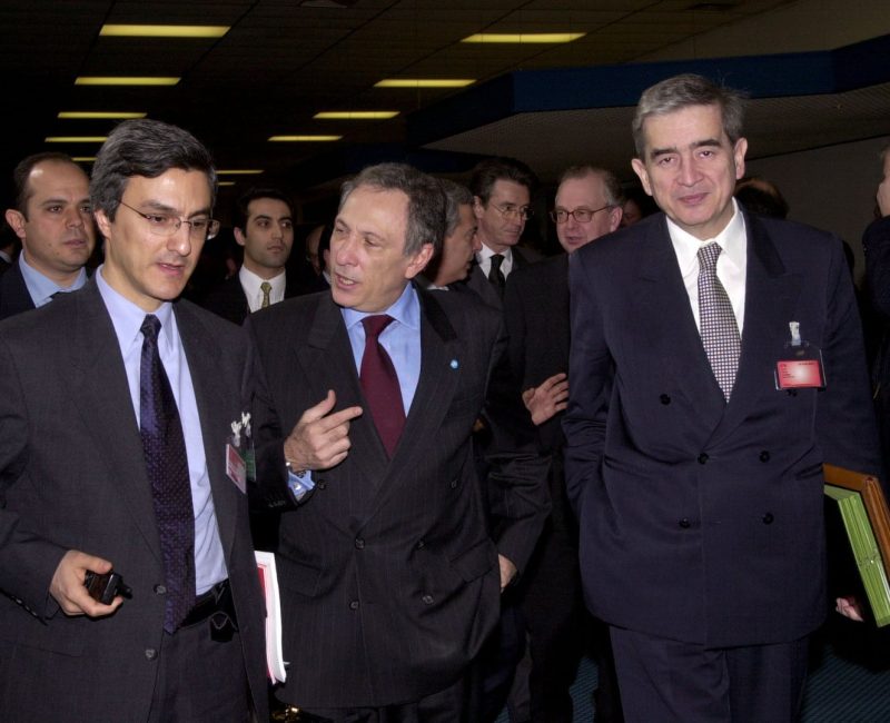 27th February 2001
Extraordinary Meeting of the North Atlantic Council (NAC) at the level of 
Foreign Ministers.
Centre and right:  Mr. Ismail Cem (Minister of Foreign Affairs, Turkey) and Ambassador Onur Öymen (Permanent Representative of Turkey).